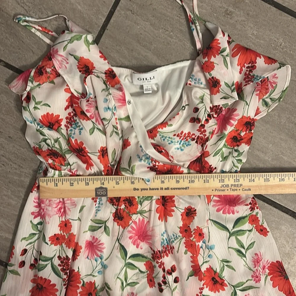 Gilli Spaghetti Strap Midi Dress Ruffle Detail Floral Details‎ Adjustable Large - Picture 3 of 4